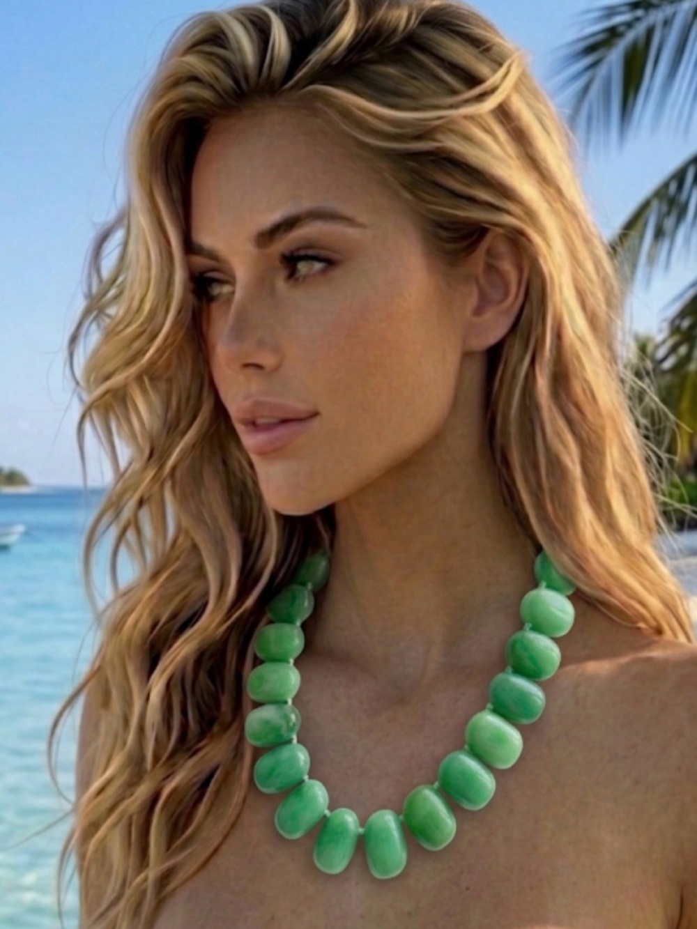 NWT ⚜️💚⚜️ PIPER K Green Chunky Bead Necklace